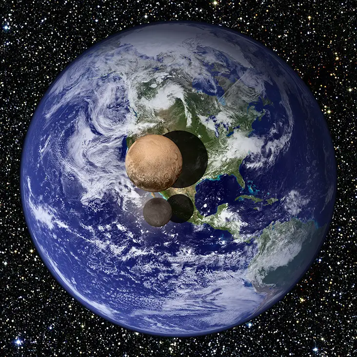 Pluto and Charon Compared To Earth